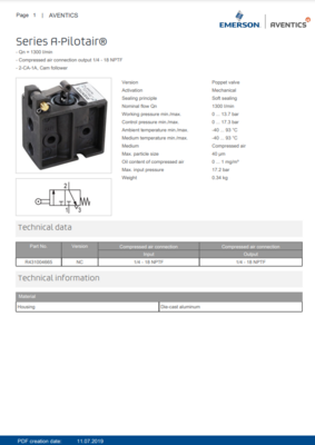 AVENTICS A-PILOTAIR CATALOG A-PILOTAIR SERIES POPPET VALVES